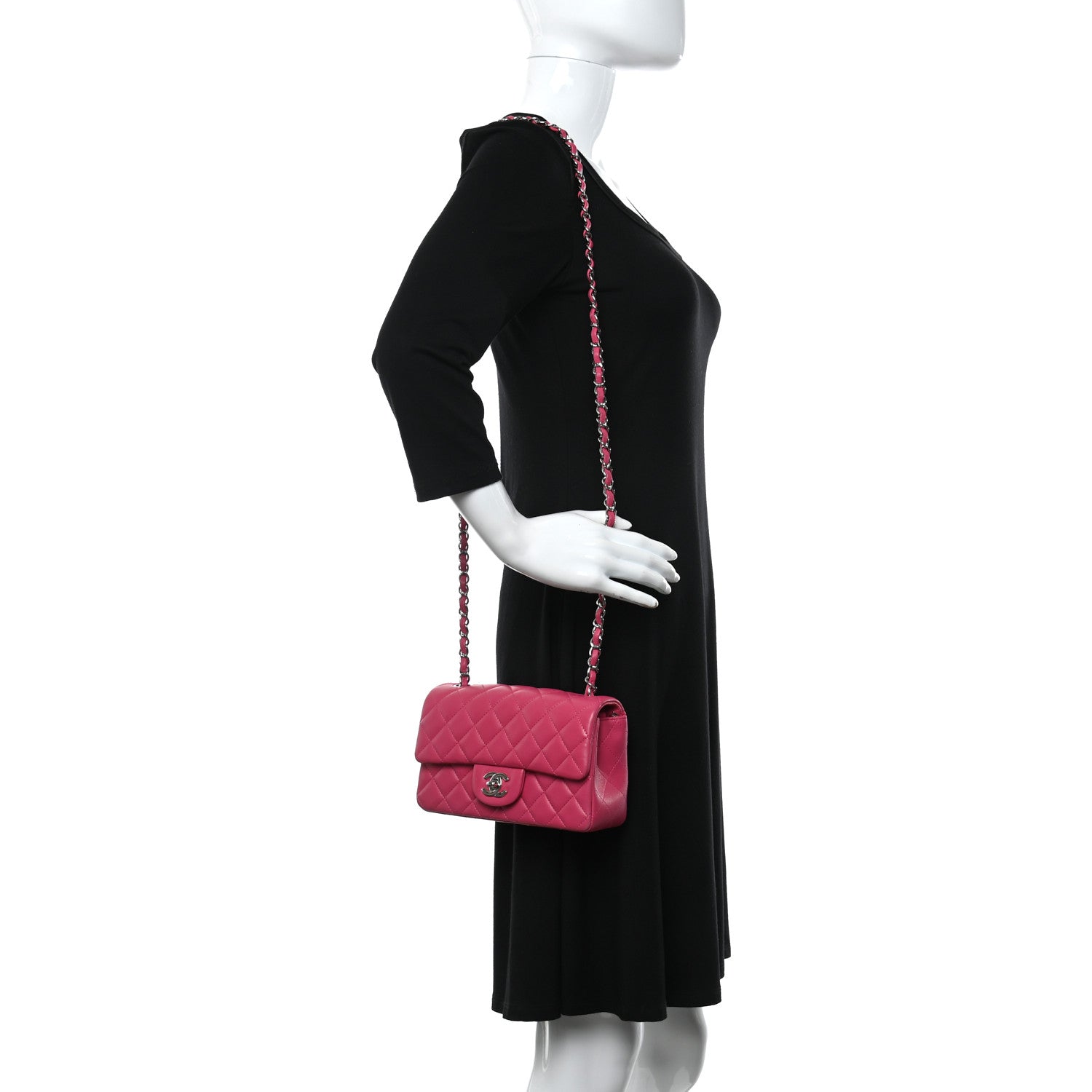 Chanel Lambskin Quilted Mini Rectangular Flap Pink 2 of 12