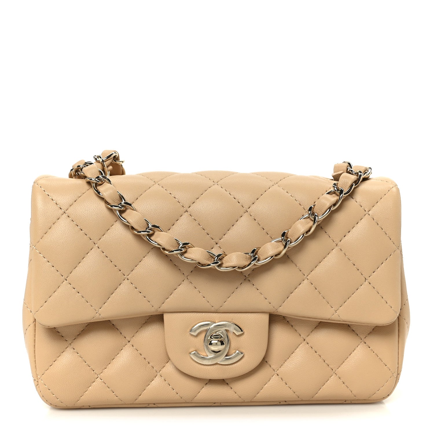 Chanel Lambskin Quilted Mini Rectangular Flap Beige 1 of 12