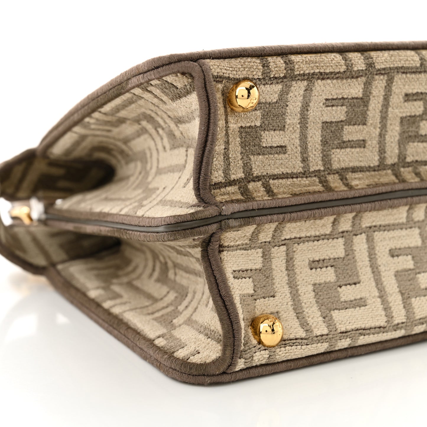 Chenille Vitello Seta FF Small Peekaboo I SEE U Satchel Tortora Nuvola