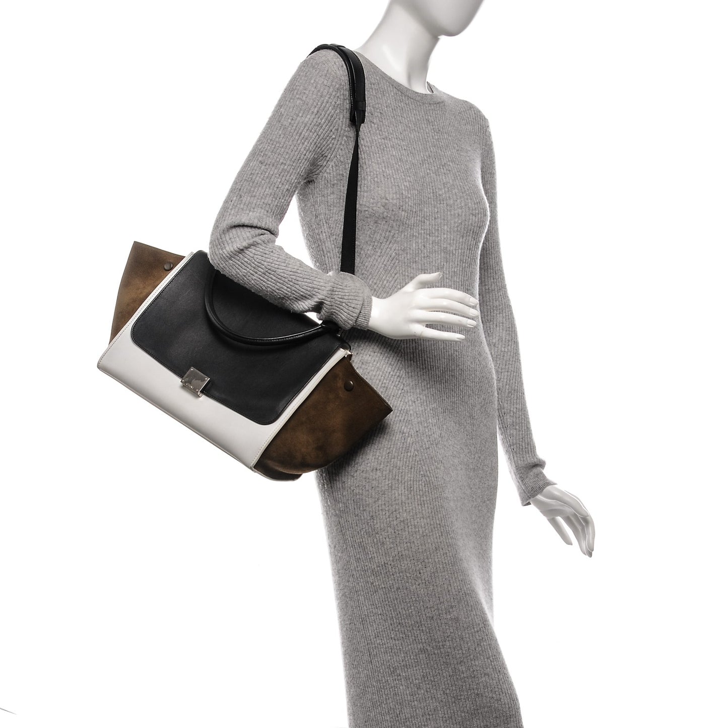 Smooth Calfskin Suede Medium Tri-Color Trapeze