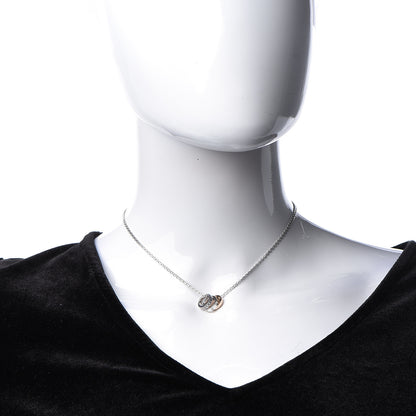 Cartier 18K White Pink Gold Diamond Three Ring LOVE Pendant Necklace 2 of 10