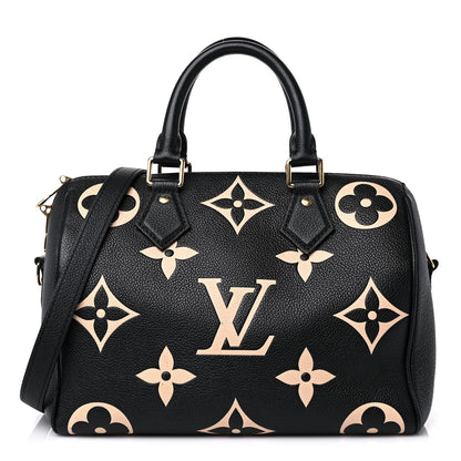 Louis Vuitton Empreinte Monogram Giant Speedy Bandouliere 25 Black Beige 1 of 10