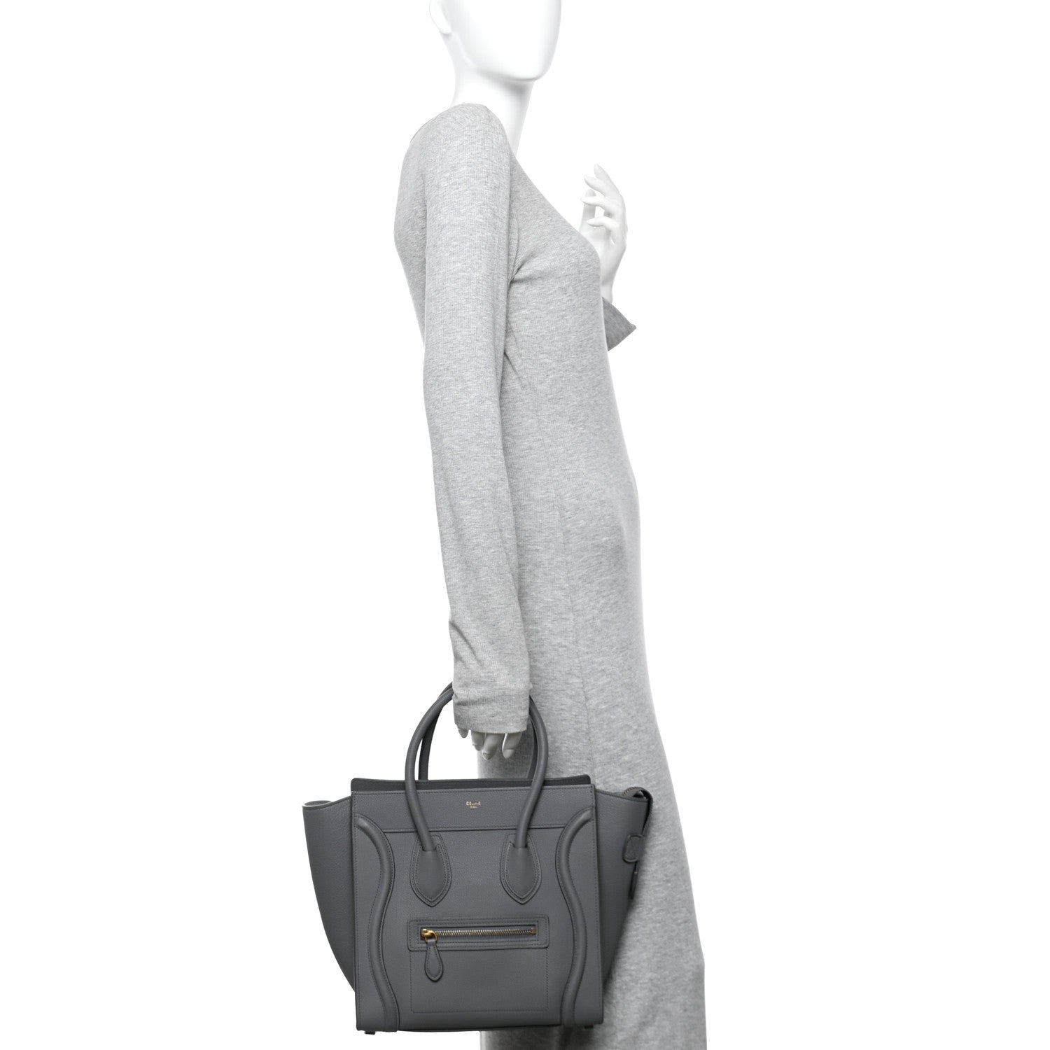 Celine Baby Drummed Calfskin Micro Luggage Kohl 2 of 11