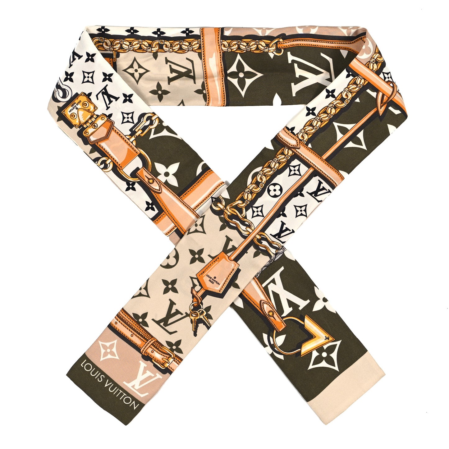 Silk Monogram Giant Confidential Bandeau Kaki
