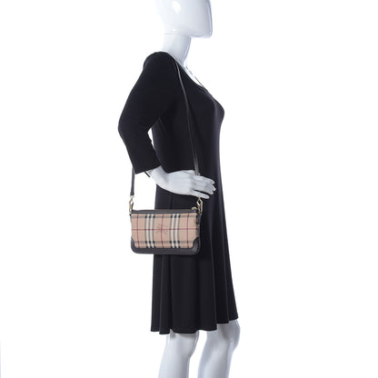 Burberry Haymarket Check Small Peyton Crossbody Clutch Bag Chocolate 2 of 18