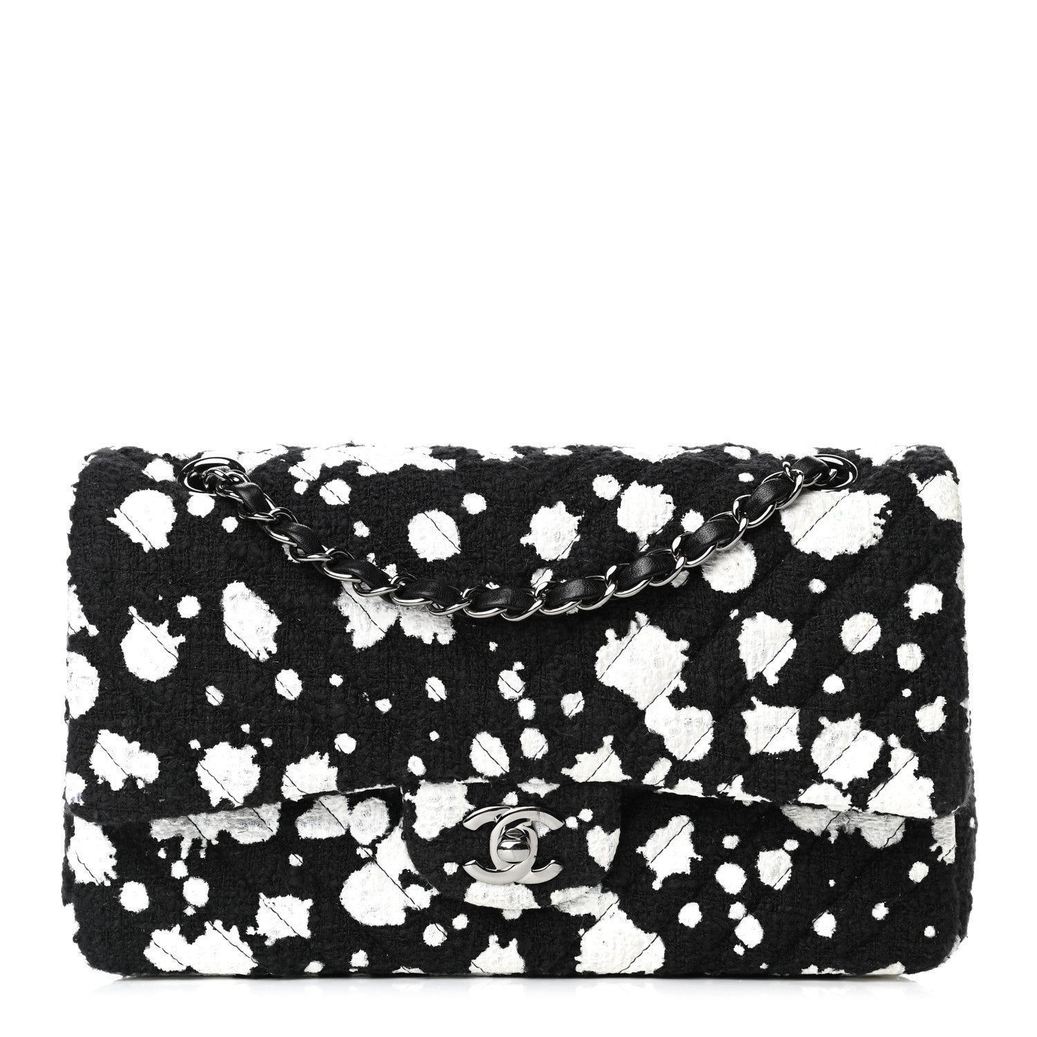 Chanel Painted Tweed Chevron Medium Double Flap Black 1 of 4