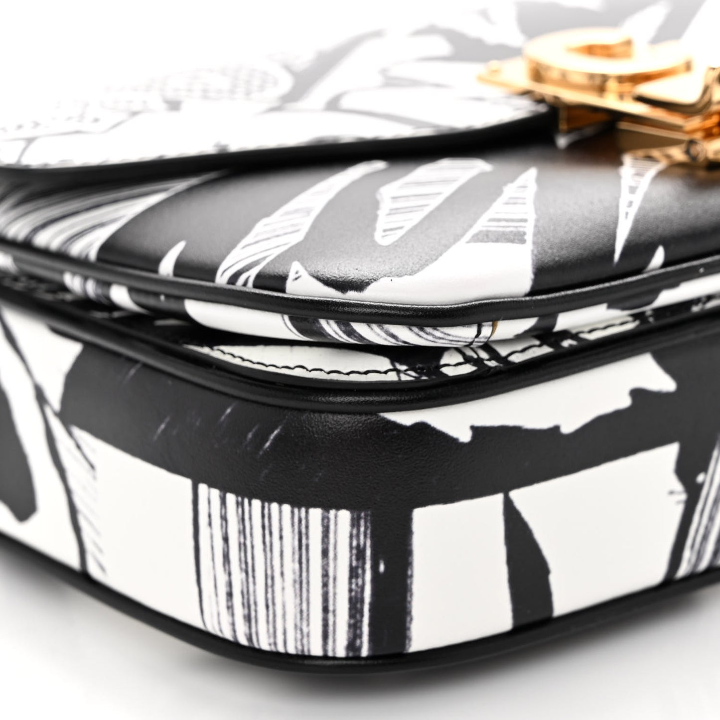 x Christian Marclay Calfskin Zzhaa Printed Small C Bag Black White