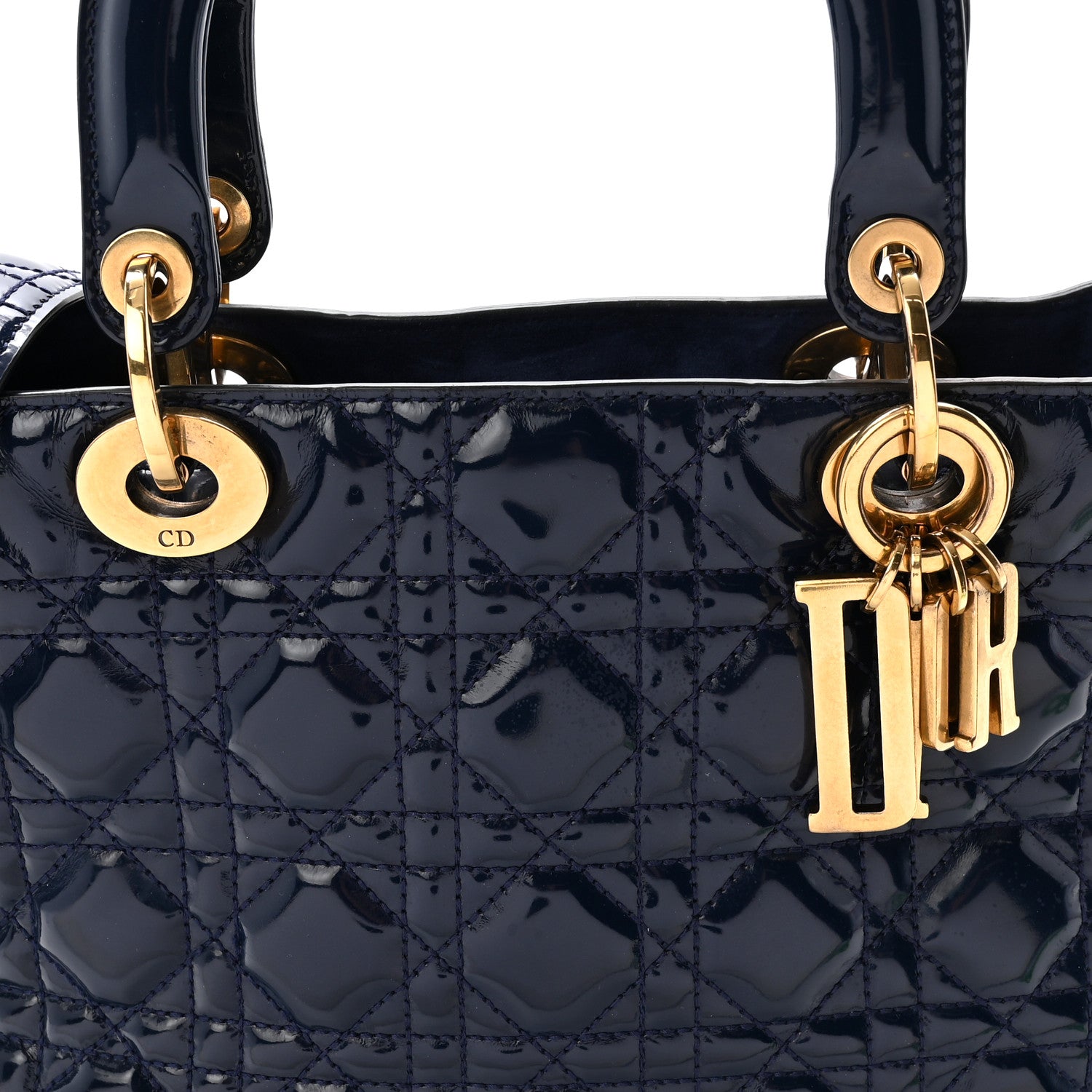 Christian Dior Patent Cannage Medium Supple Lady Dior  Navy Blue 7 of 9