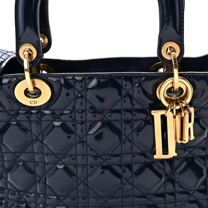 Christian Dior Patent Cannage Medium Supple Lady Dior  Navy Blue 7 of 9