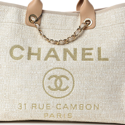 Chanel Woven Straw Raffia Large Deauville Tote Light Beige 8 of 10