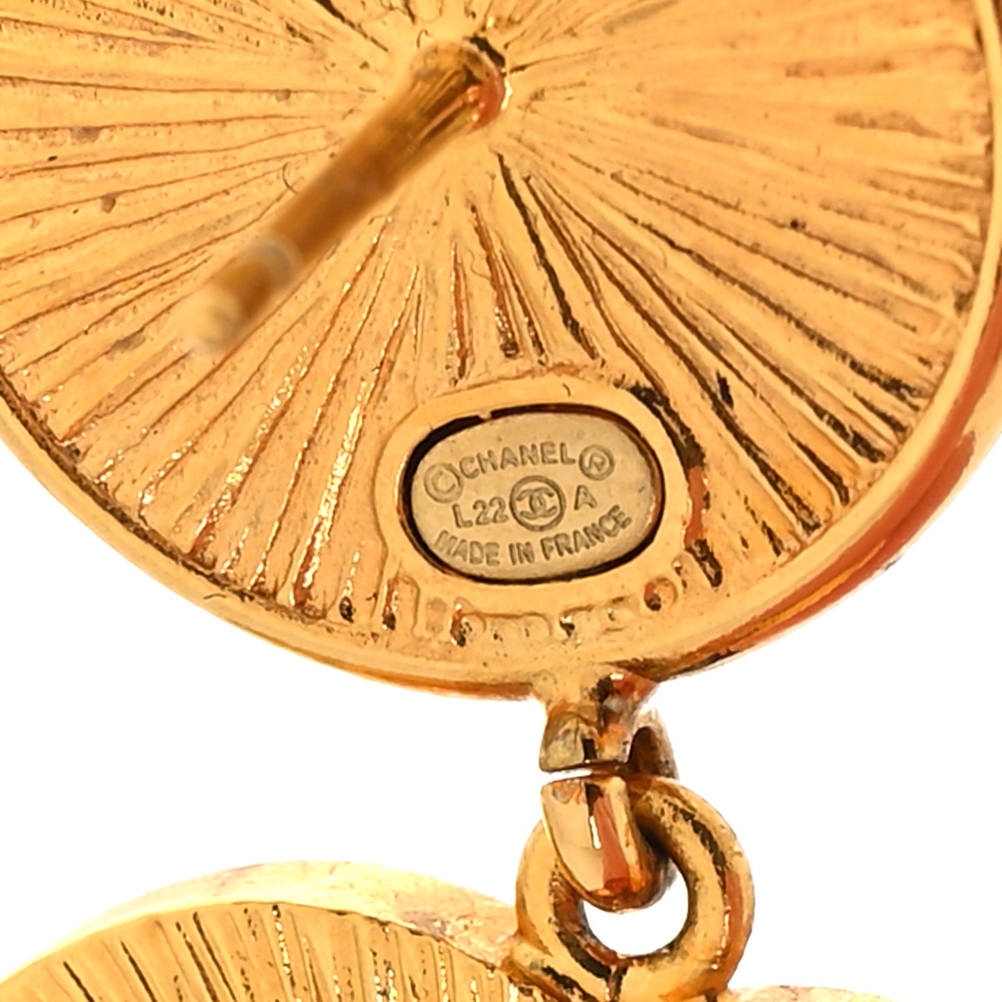 Metal Round CC Medallion Drop Earrings Gold