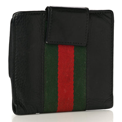 Gucci Calfskin Web Horsebit French Flap Wallet Black 3 of 21