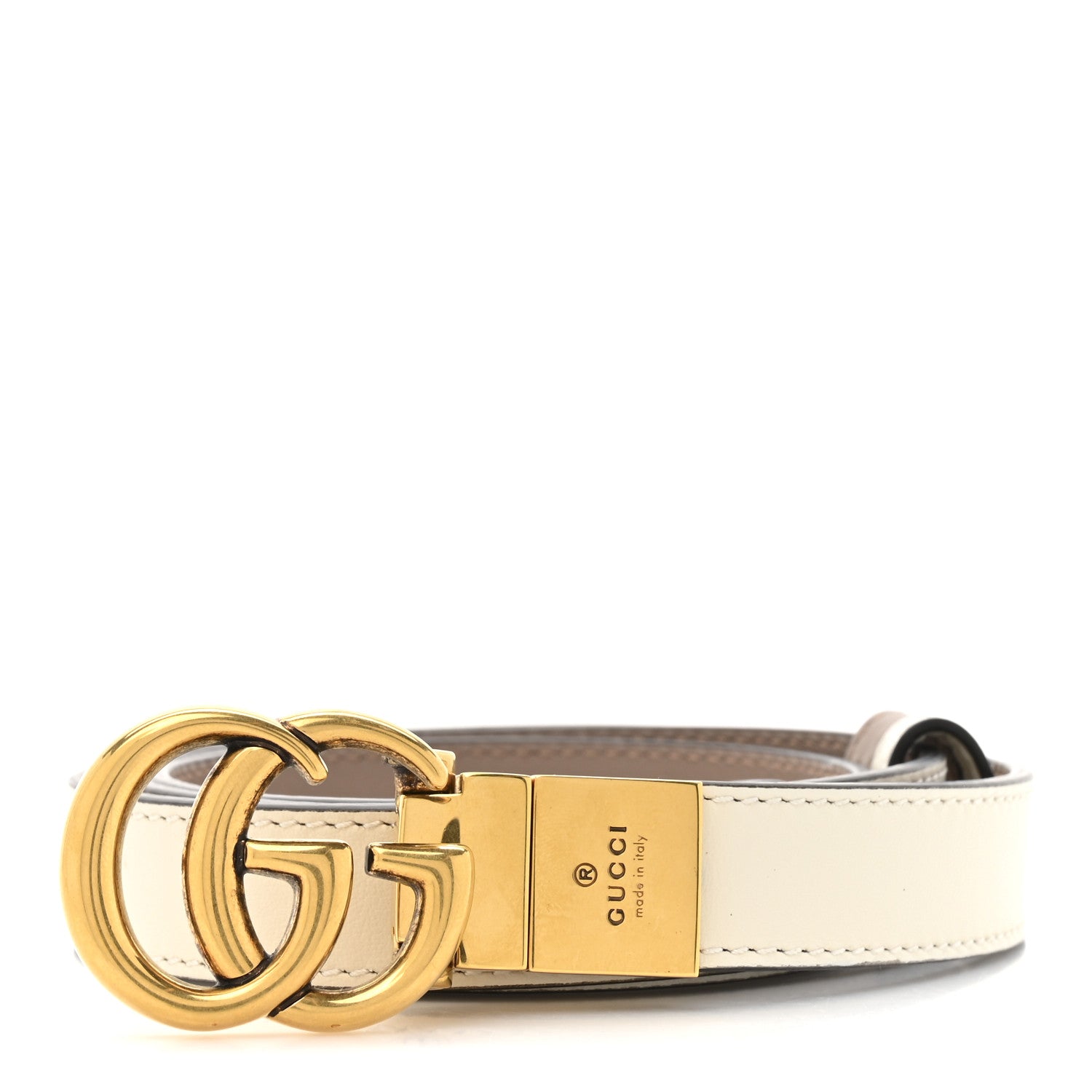Gucci Plutone Calfskin Double G Reversible 20mm Belt 85 34 Porcelain Rose White 1 of 5