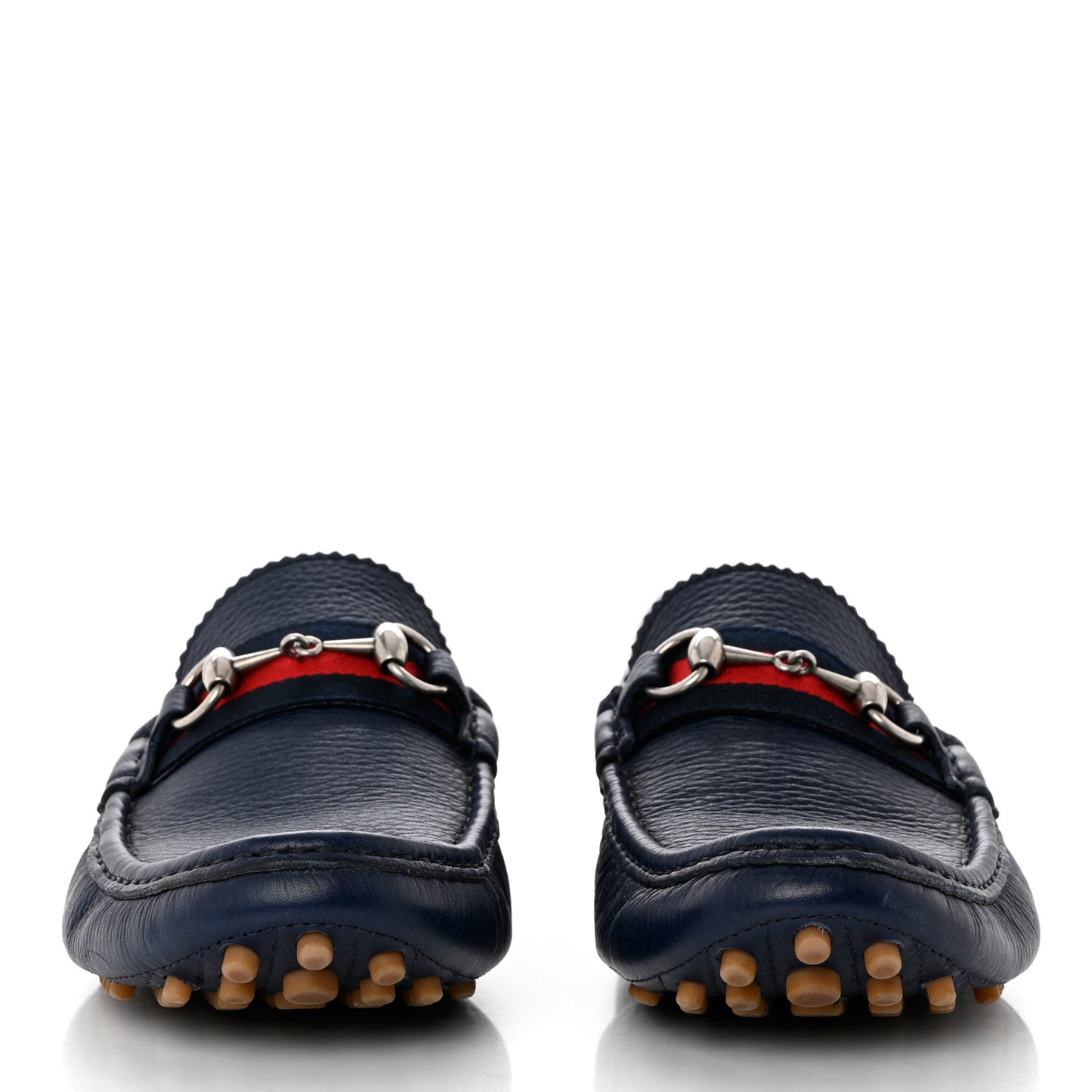 Road Calfskin Web Mens Horsebit Driver Loafers 9.5 Maritime