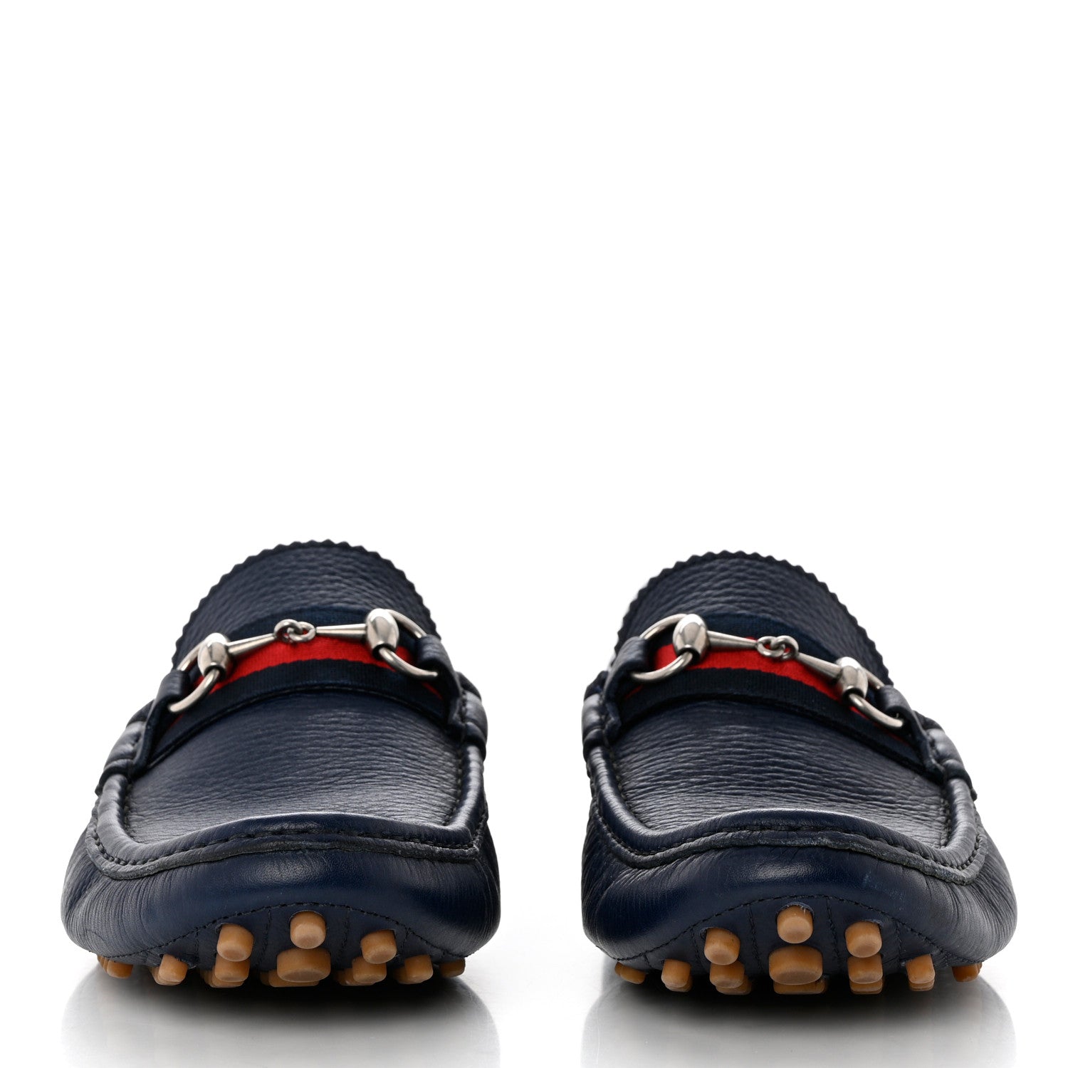 Gucci Road Calfskin Web Mens Horsebit Driver Loafers 9.5 Maritime 2 of 10