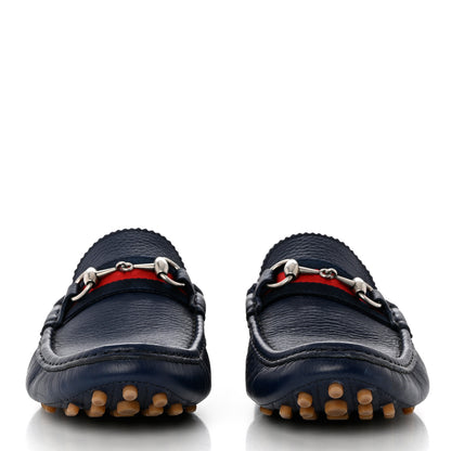 Gucci Road Calfskin Web Mens Horsebit Driver Loafers 9.5 Maritime 2 of 10