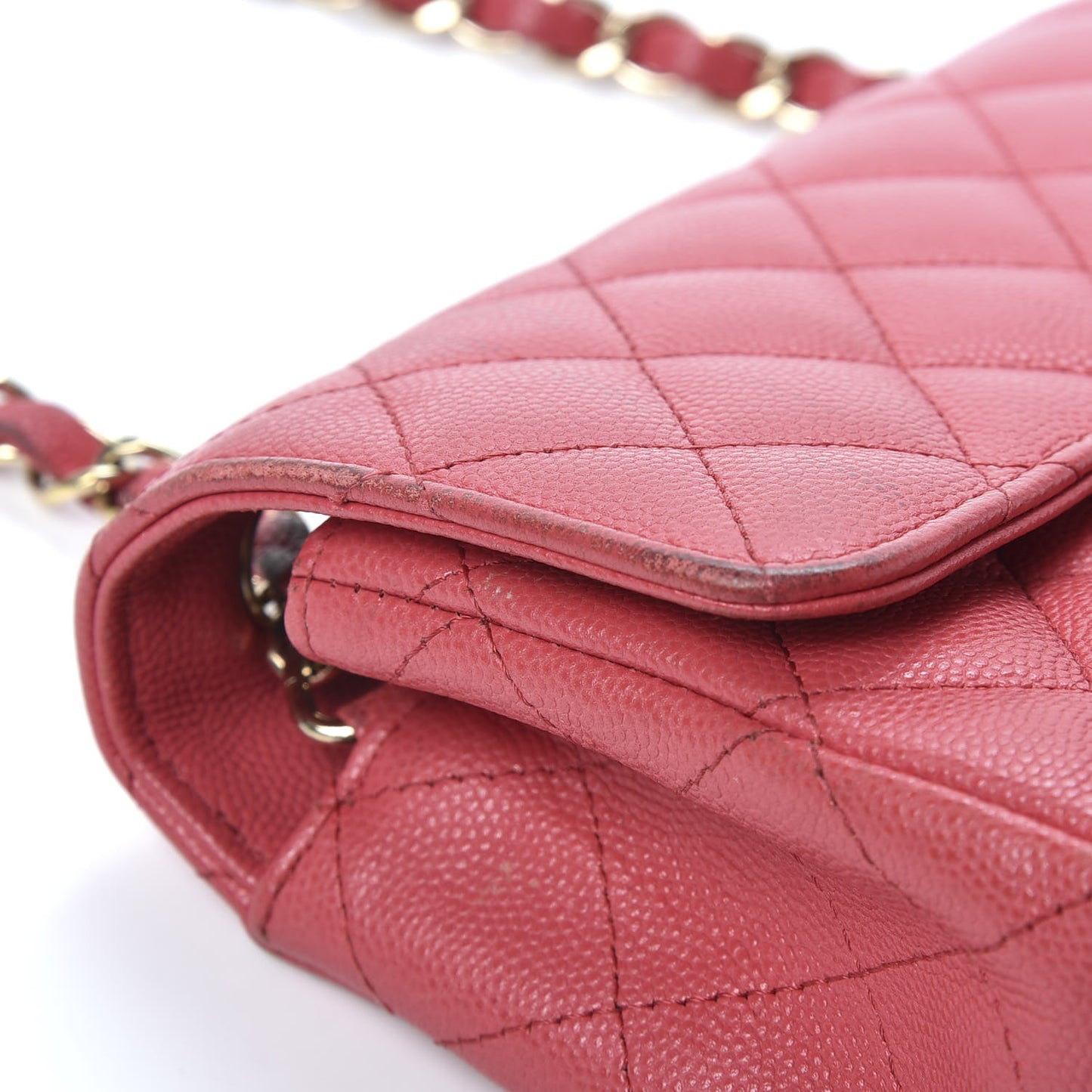 Caviar Quilted Mini Rectangular Flap Red