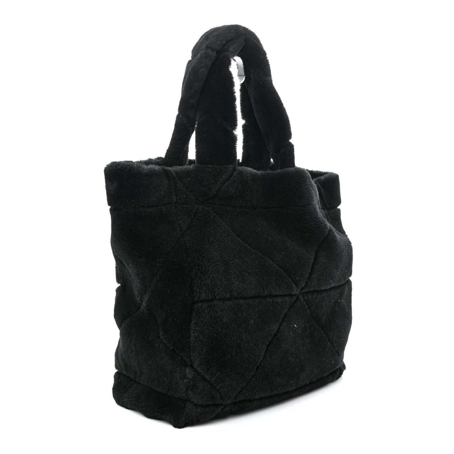 Shearling Monotone Logo Tote Black White