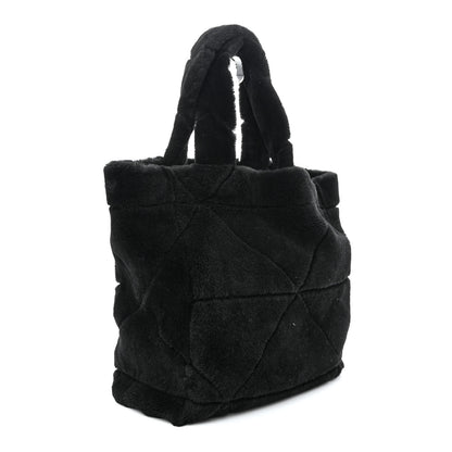 Prada Shearling Monotone Logo Tote Black White 4 of 12