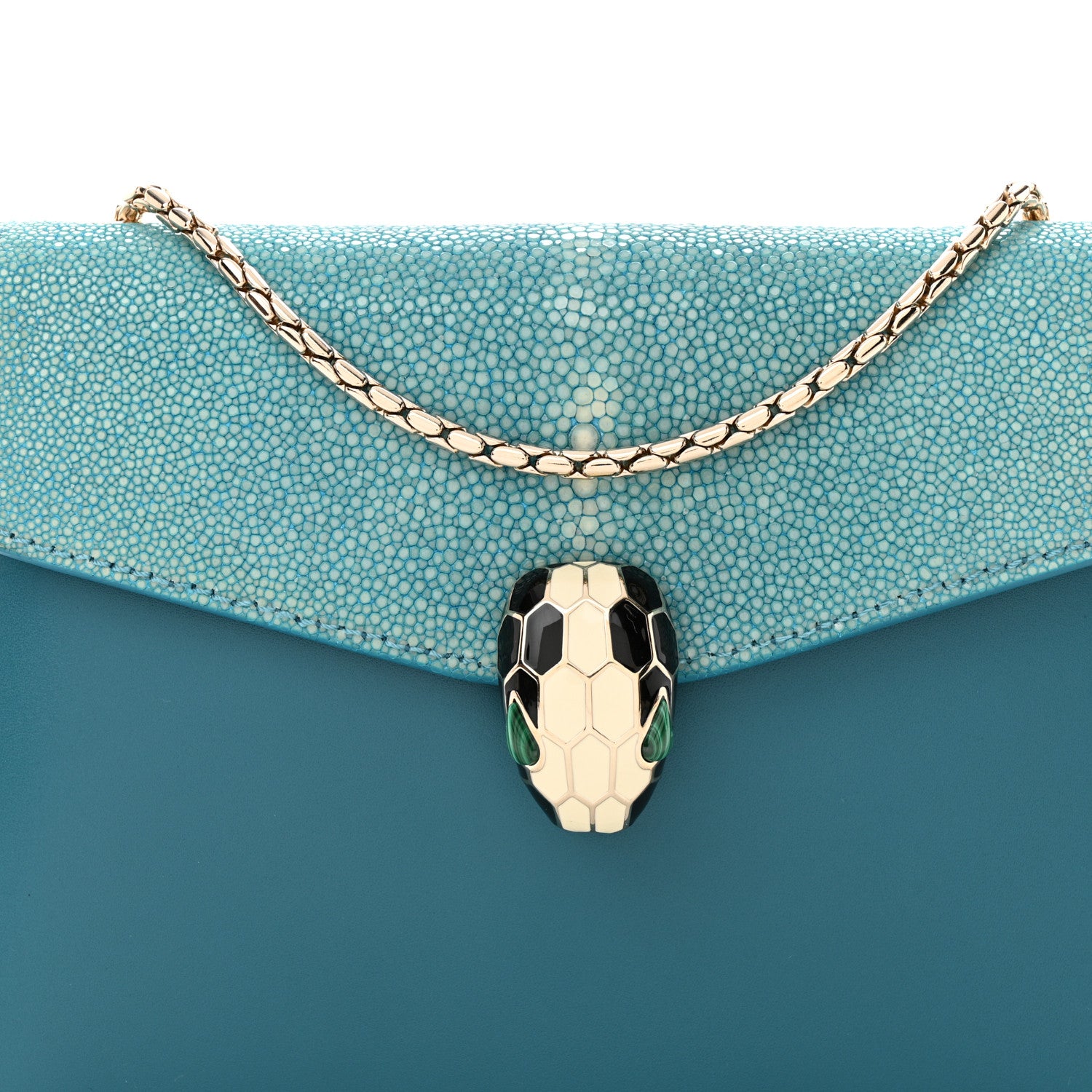 Bulgari Galuchat Calfskin Serpenti Forever Crossbody Bag Blue 8 of 10