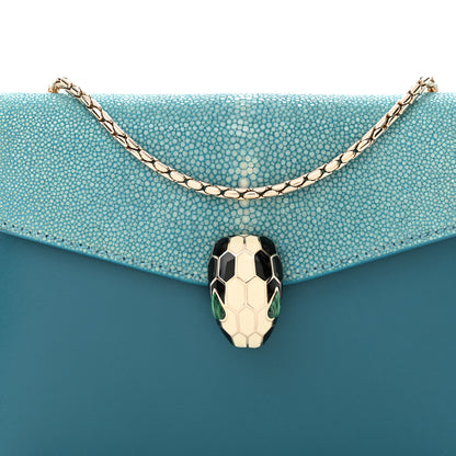 Bulgari Galuchat Calfskin Serpenti Forever Crossbody Bag Blue 8 of 10