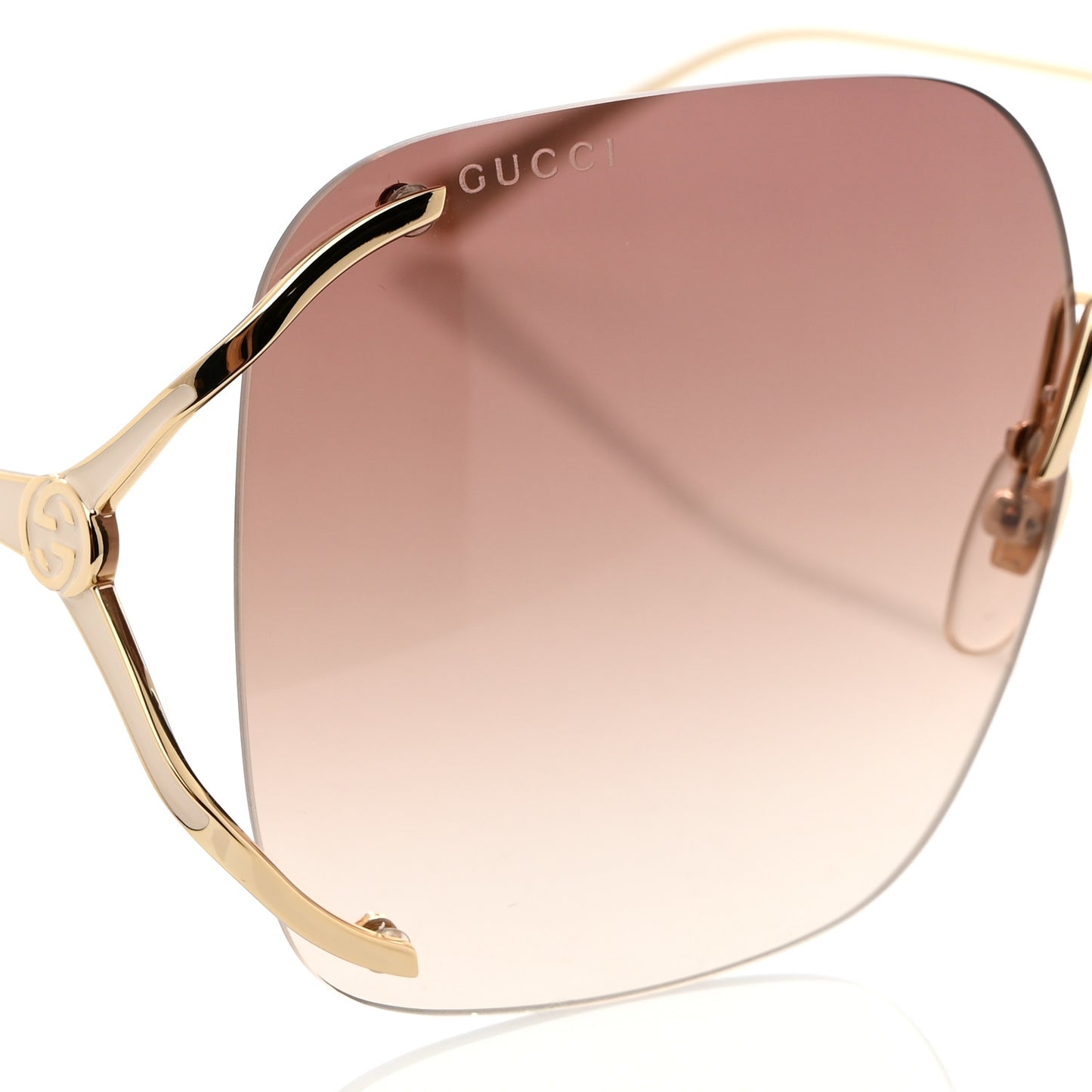 Metal Oversized Sunglasses GG0646S Gold Brown