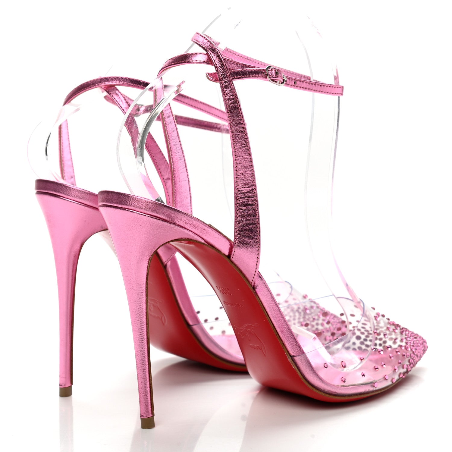 Christian Louboutin Metallic PVC Psychic Spikaqueen 100 Pumps 39.5 Pink 4 of 8