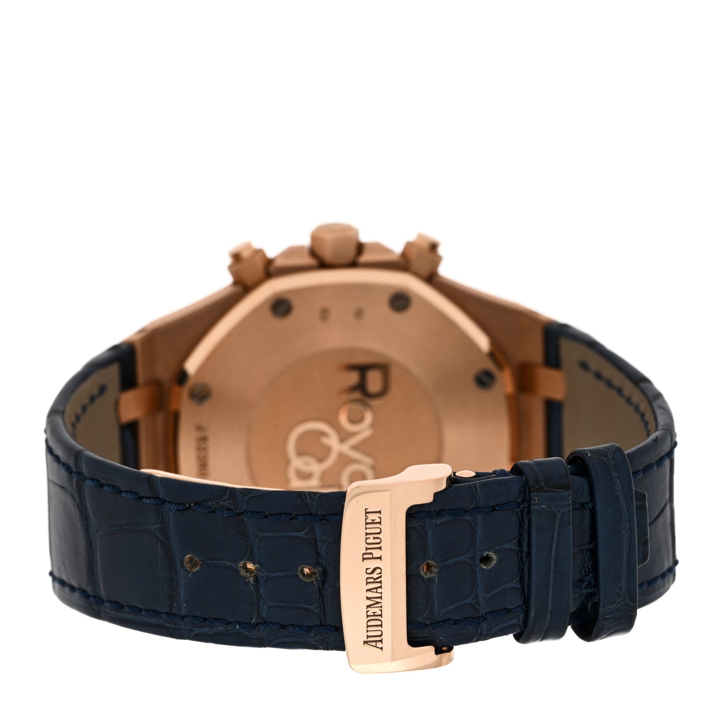 18K Rose Gold Alligator 41mm Royal Oak Chronograph Automatic Watch Blue 26240OR.OO.D315CR.01
