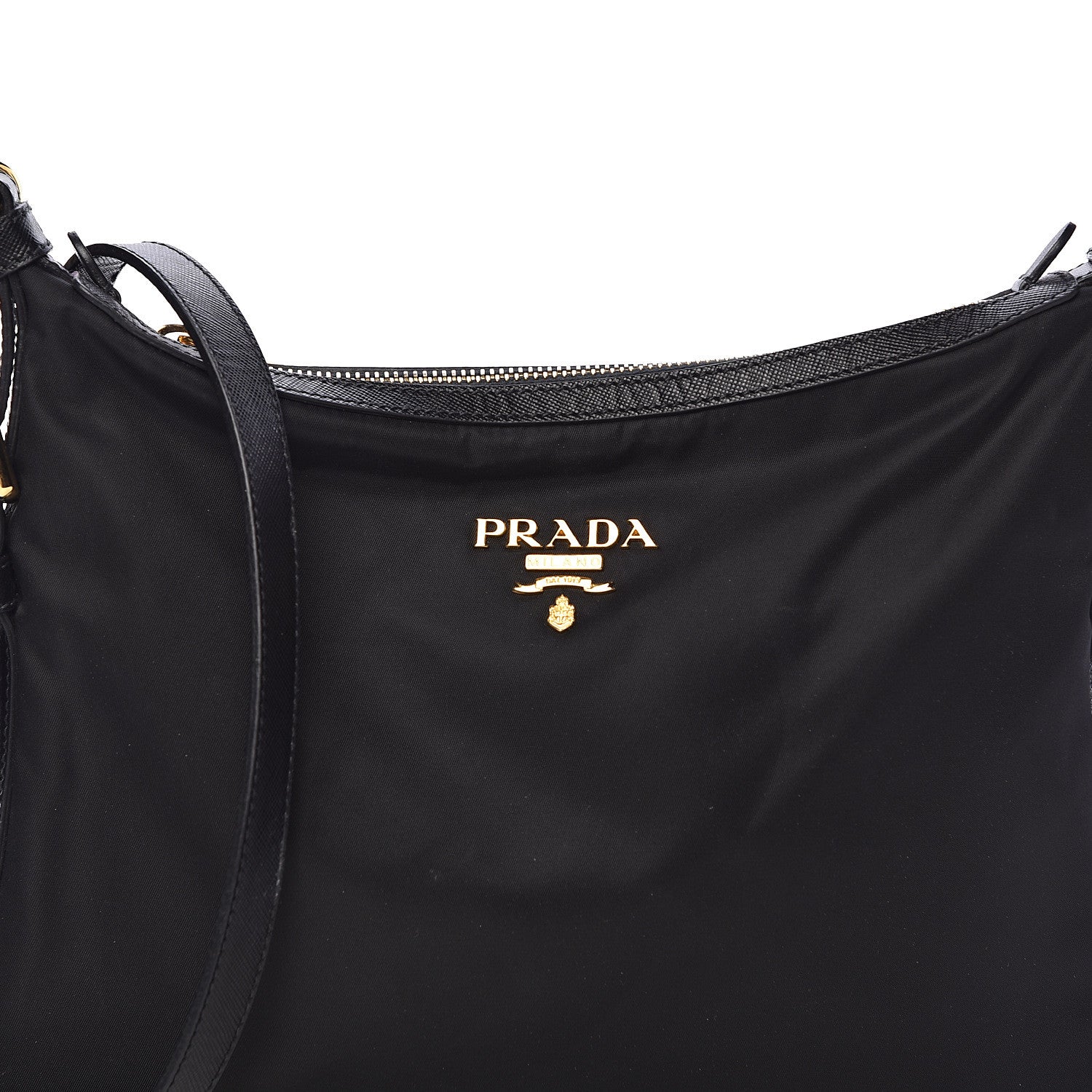 Prada Tessuto Nylon Saffiano Vela Crossbody Bag Black 7 of 9