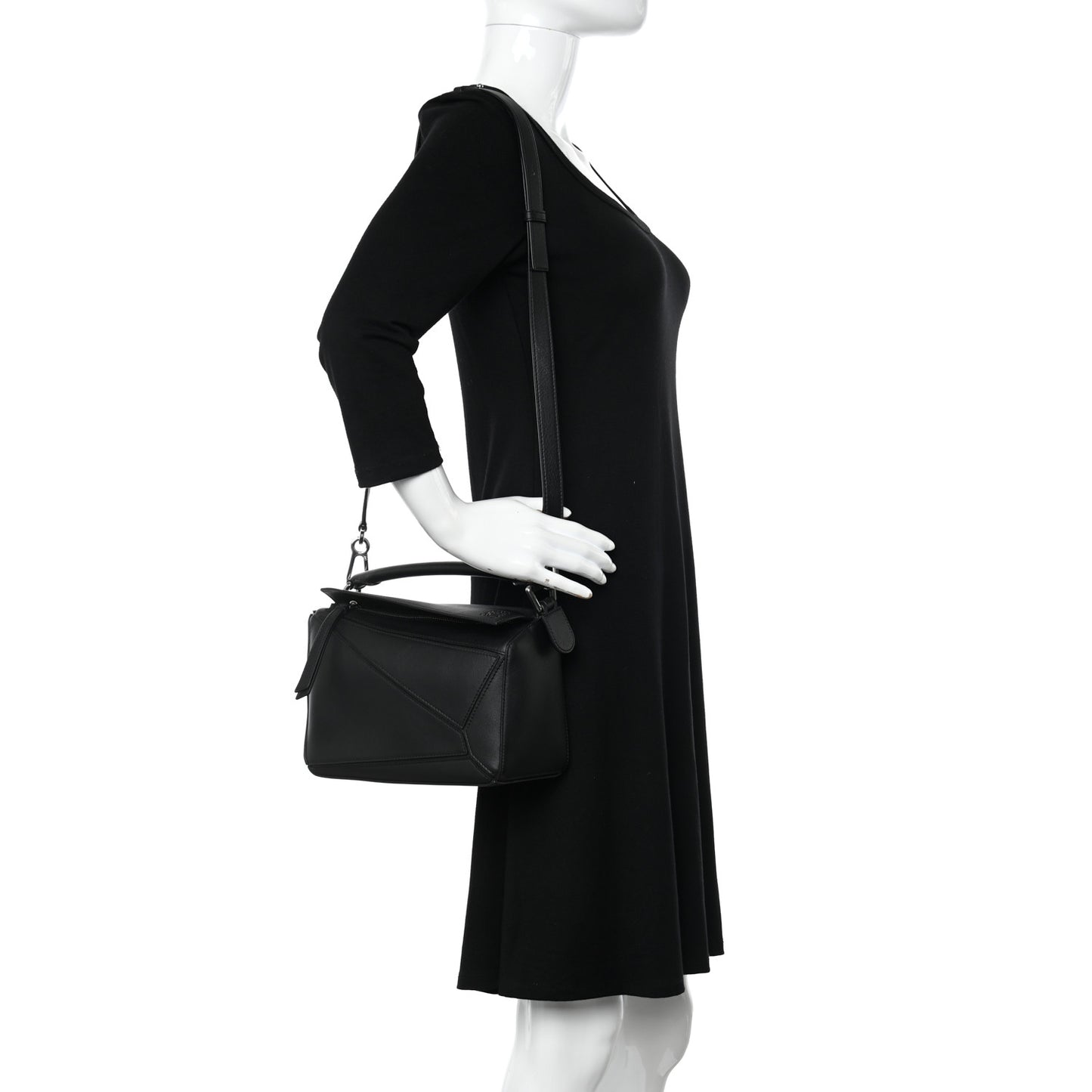 Calfskin Small Puzzle Bag Black