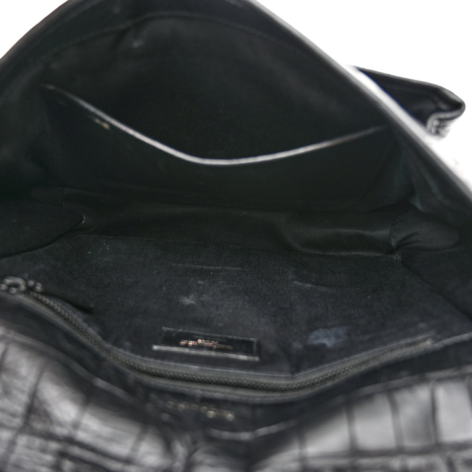 Saint Laurent Crocodile Embossed Lambskin Monogram Medium Niki Chain Satchel Black 5 of 11