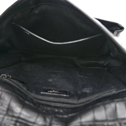 Saint Laurent Crocodile Embossed Lambskin Monogram Medium Niki Chain Satchel Black 5 of 11