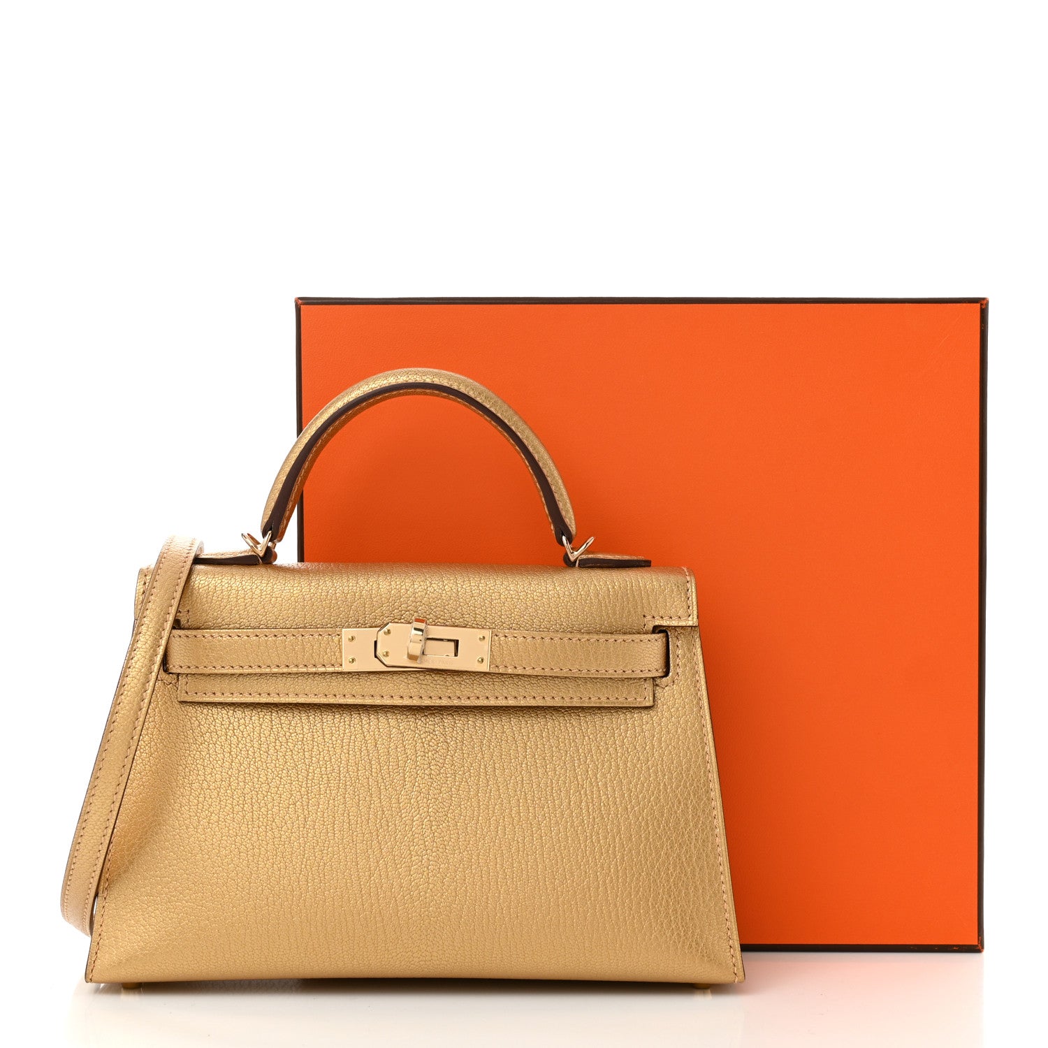 Hermes Metallic Chevre Chamkilight Mini Kelly Sellier 20 Dore 11 of 11