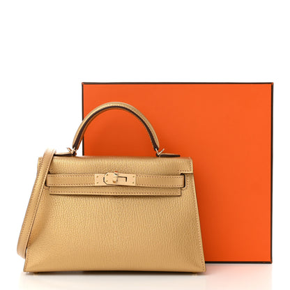 Hermes Metallic Chevre Chamkilight Mini Kelly Sellier 20 Dore 11 of 11