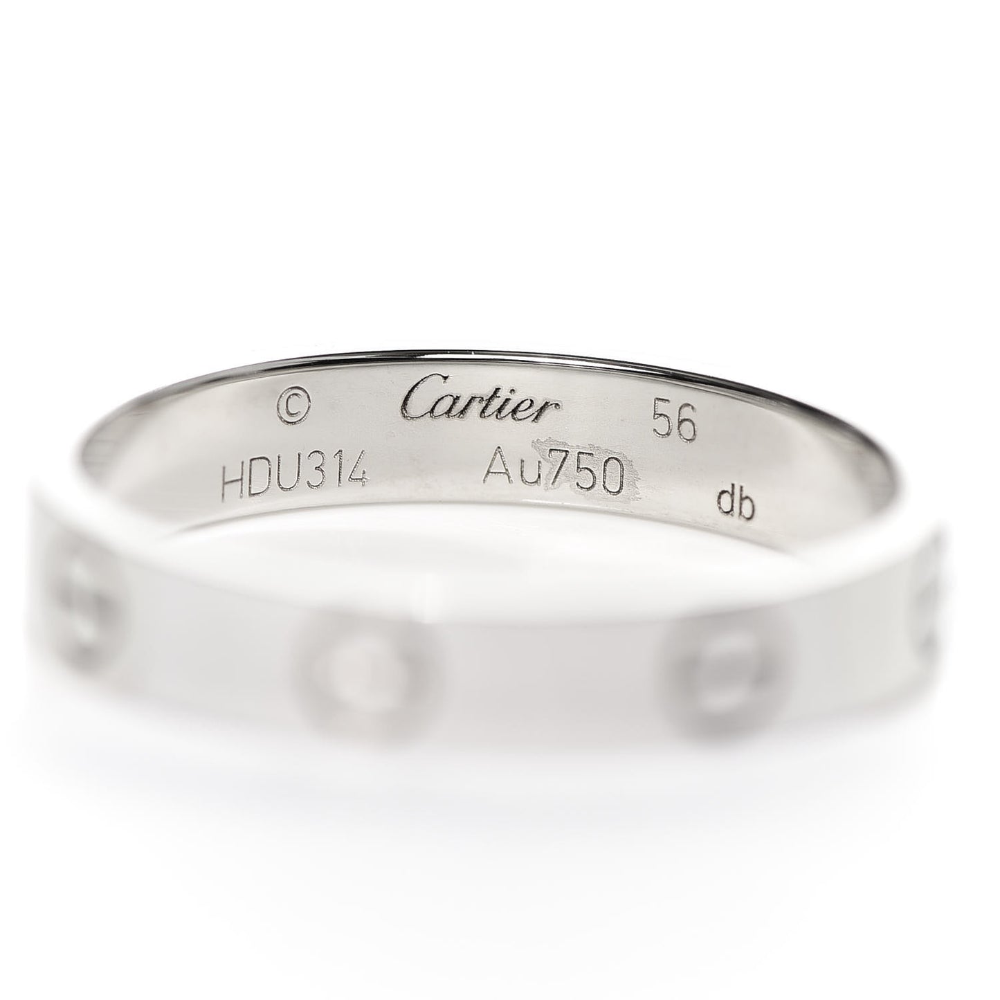 18K White Gold 3.5mm LOVE Wedding Band Ring 56 7.5