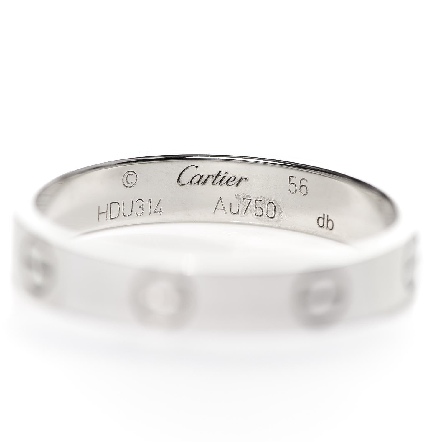Cartier 18K White Gold 3.5mm LOVE Wedding Band Ring 56 7.5 4 of 5