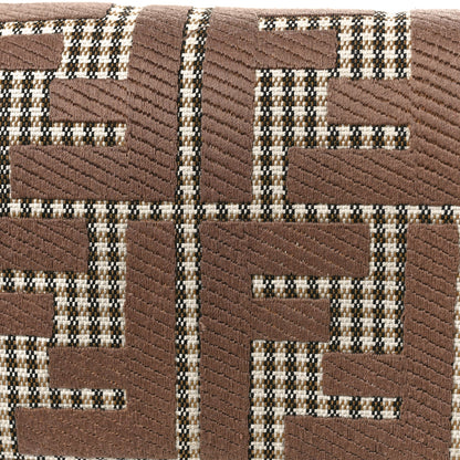 Fendi Wool Vitello King Houndstooth FF Embroidered Baguette Beige Moro 9 of 12