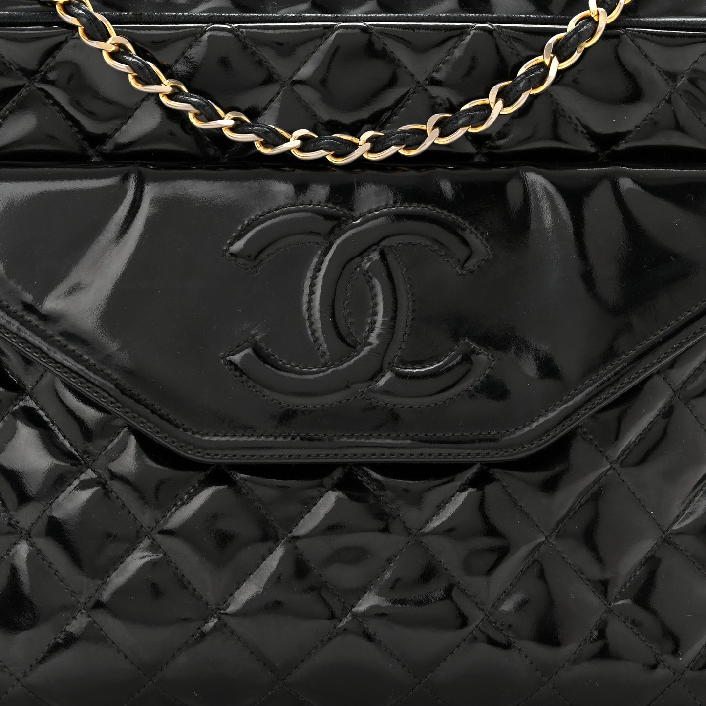 Patent Quilted Tassel Camera Case Black