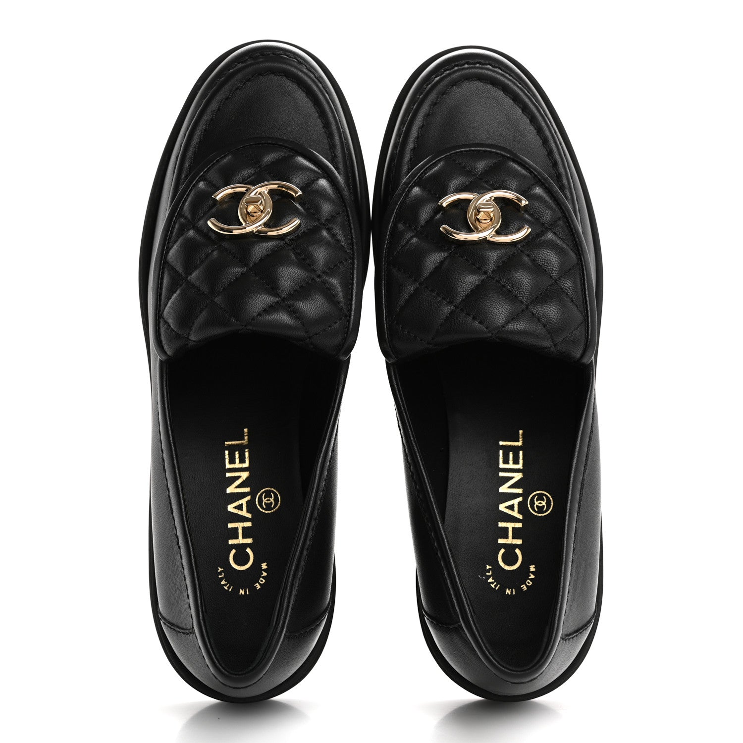 Chanel Lambskin Quilted CC Turnlock Loafers 39 Black 2 of 9