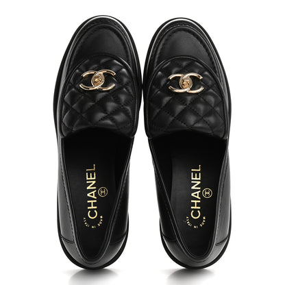Chanel Lambskin Quilted CC Turnlock Loafers 39 Black 2 of 9