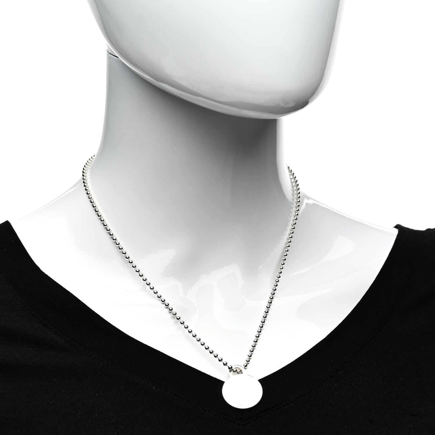 Tiffany Sterling Silver Round Tag Bead Necklace 2 of 4