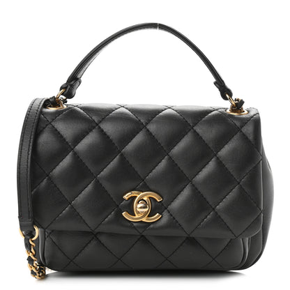 Chanel Calfskin Quilted Top Handle Flap Black 1 of 11