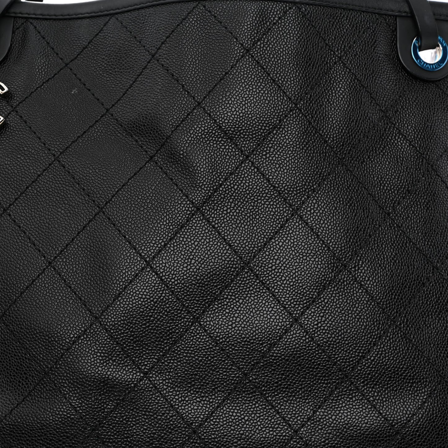 Grained Calfskin Large Shopping Fever Tote Black