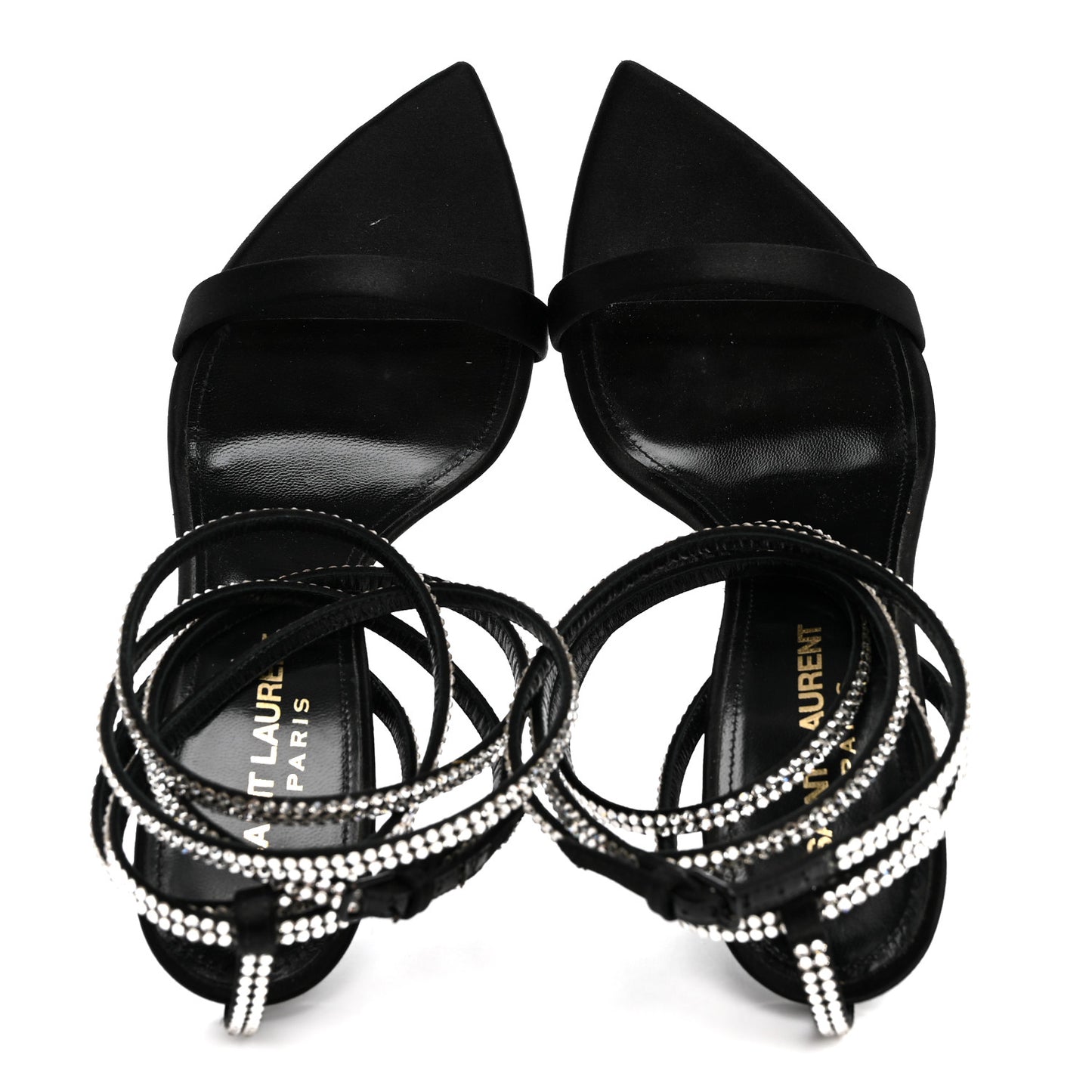 Satin Crystal Ava 105 Sandals 36 Black