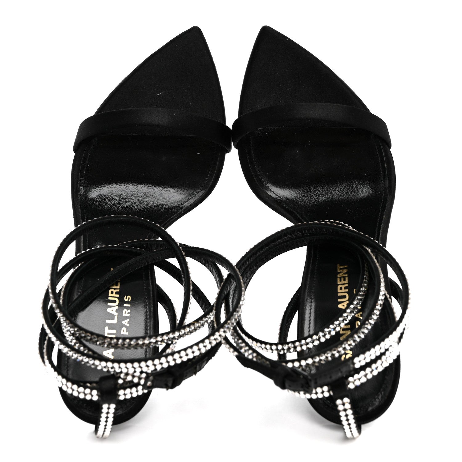 Saint Laurent Satin Crystal Ava 105 Sandals 36 Black 2 of 13