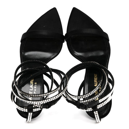 Saint Laurent Satin Crystal Ava 105 Sandals 36 Black 2 of 13