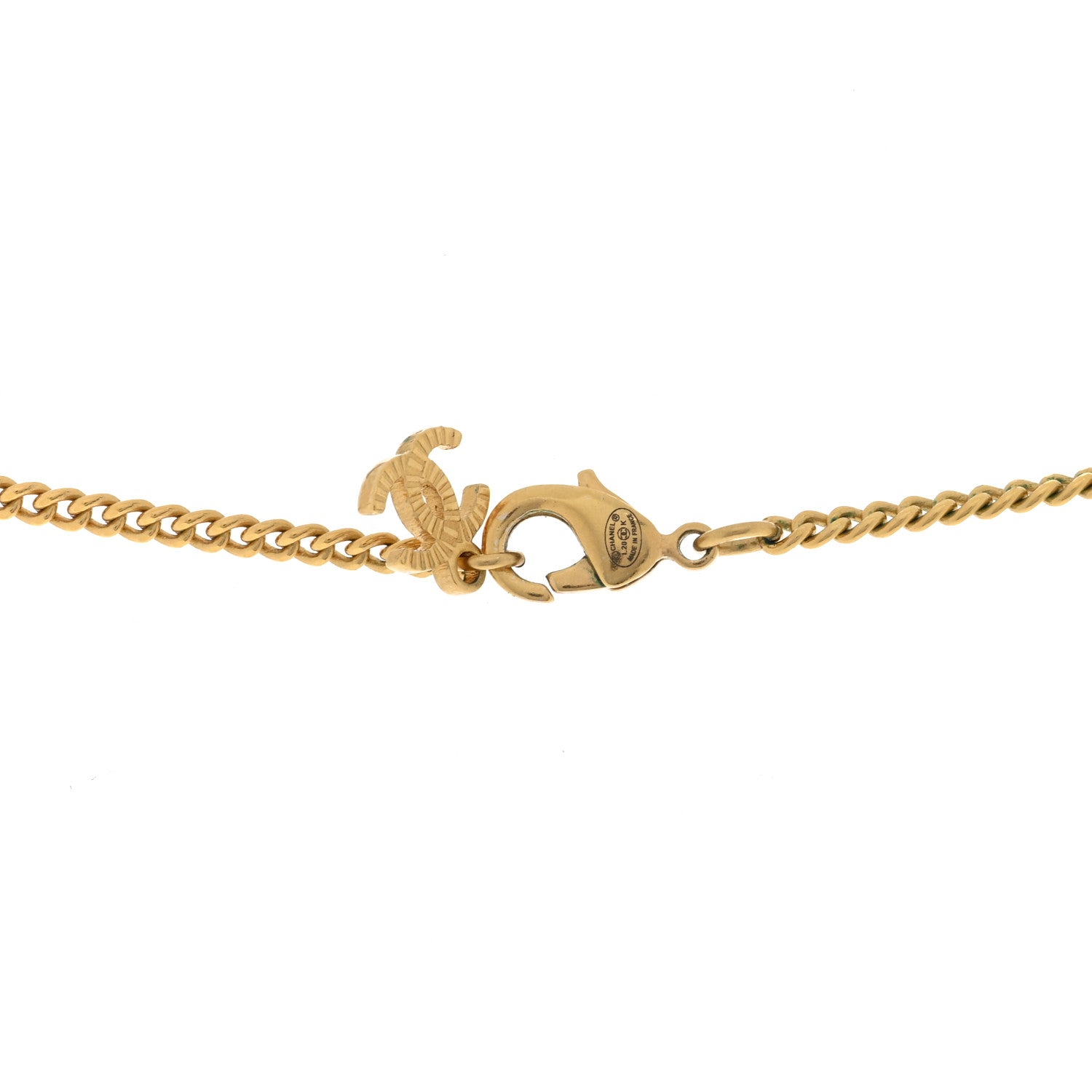 Chanel Pearl Crystal Twisted CC Drop Necklace Gold 4 of 5