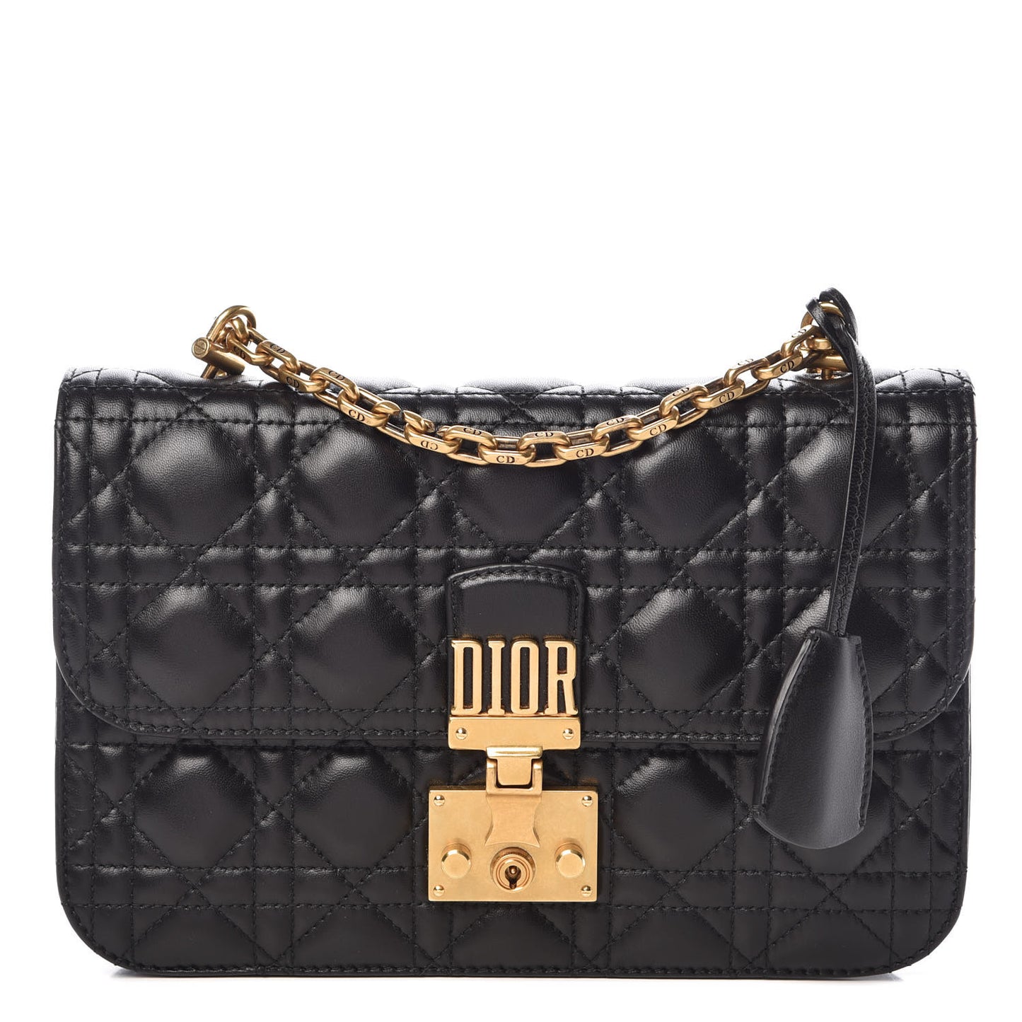 Lambskin Cannage Large Dioraddict Flap Bag Black
