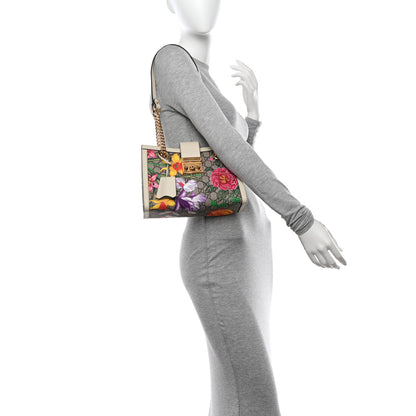 Gucci GG Supreme Monogram Flora Textured Calfskin Small Padlock Tote Beige Ebony Multicolor Mystic White 2 of 13