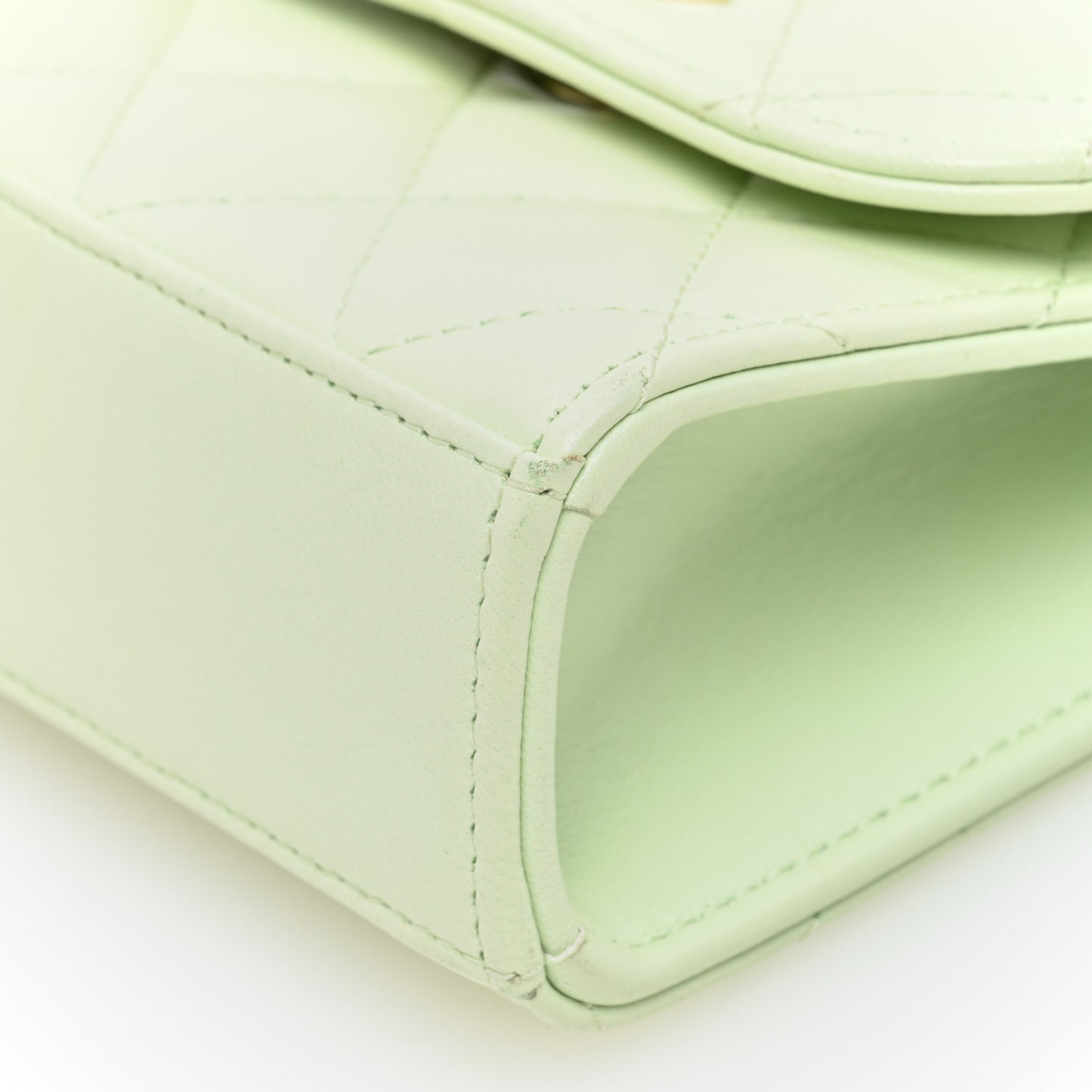Lambskin Quilted Mini Trendy CC Chain Wallet Sea Green